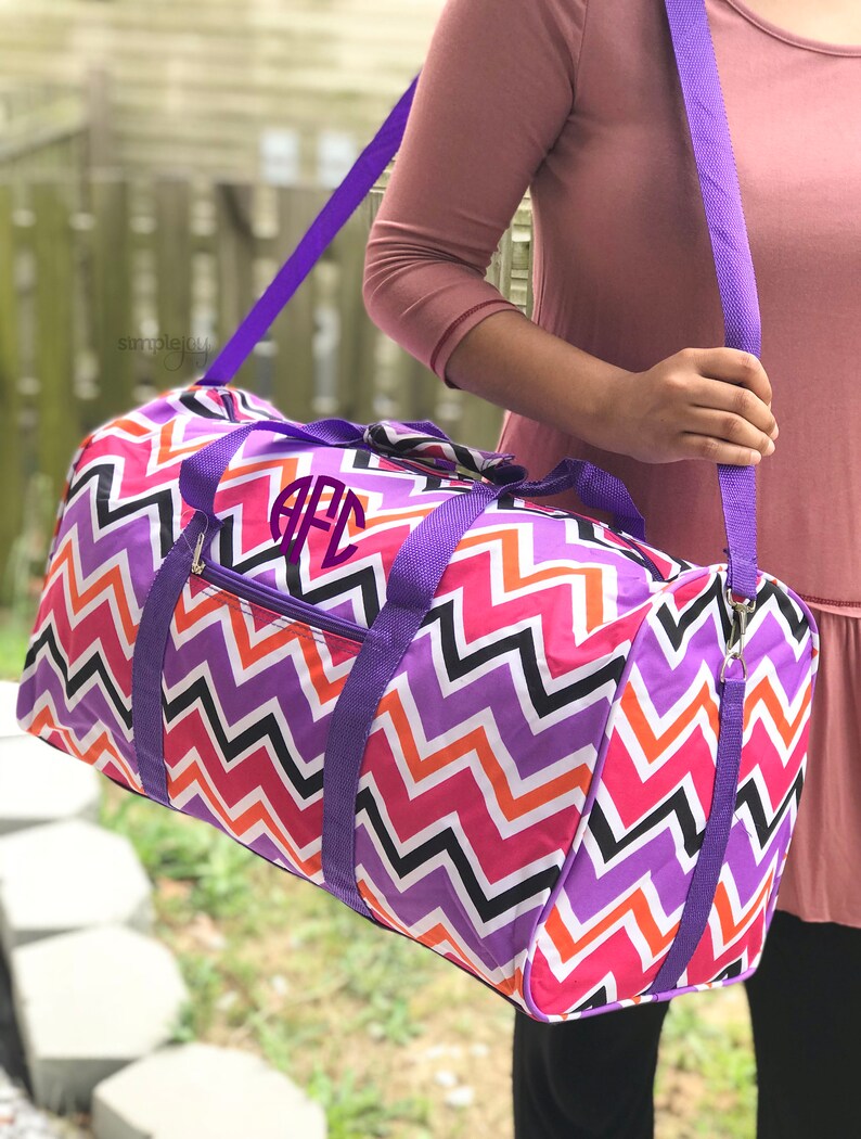 Monogrammed Duffle Bag Pink DUFFLE Bag Girl Overnight Bag Etsy
