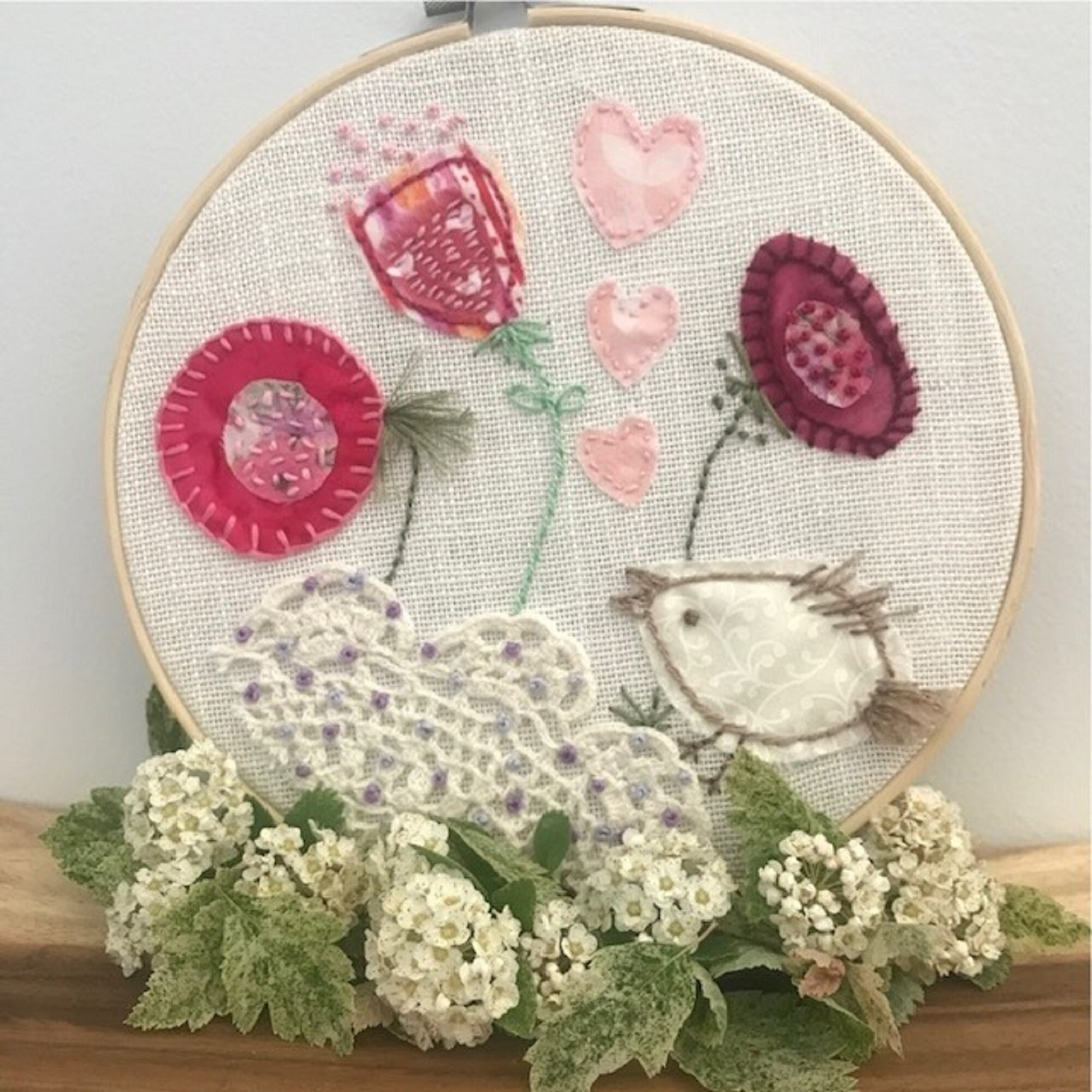 Slowstitch Kit Slow Stitch Embroidery Kit Pink Slow Etsy