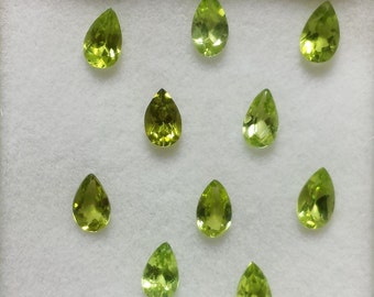 Genuine Peridot 5x3mm Faceted Pear Shape 10 Pcs. Loose Gem Suite Parcel Lot  ~ BUY 2 GET 1 FREE #1300.10