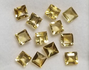 Citrine Square Faceted 4mm (12Pcs)