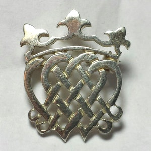 Estate Hecho a mano .925 Sterling European Royal Crown Crest Brooch Pin #1904