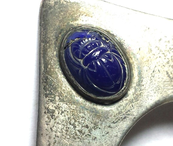 Vintage Payne & Baker Cobalt Scarab Faux Buckle .… - image 2