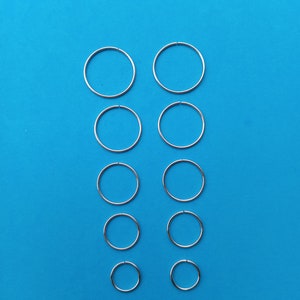 10 Silver Hoop Earrings Piercings 5 Different Sizes Nose Rings Tragus Cartilage Curated Ear Stacked Ear image 3