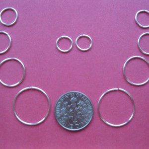 10 Silver Hoop Earrings Piercings 5 Different Sizes Nose Rings Tragus Cartilage Curated Ear Stacked Ear image 1