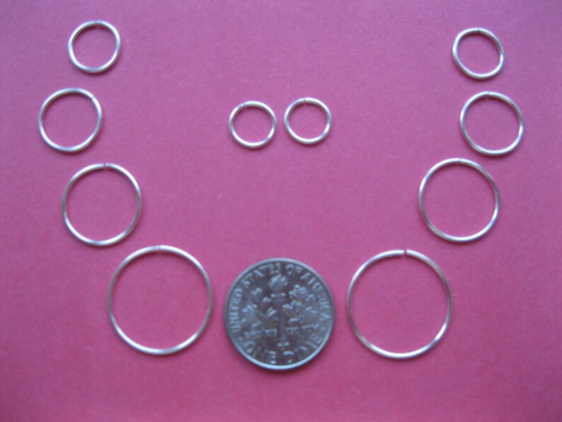 10 Silver Hoop Earrings Piercings 5 Different Sizes Nose Rings Tragus Cartilage Curated Ear Stacked Ear image 1