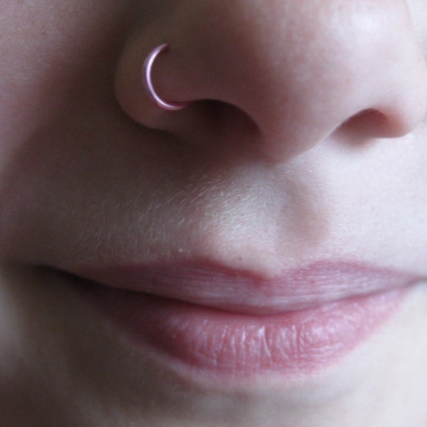 Pink Nose Ring TINY 7mm 20g Hoop Earring Tragus Cartilage Lobe