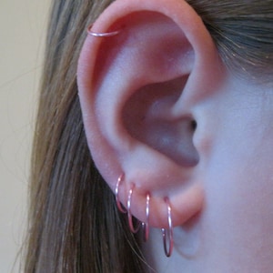 5 Pink Hoop Earrings 20g Nose Rings Piercings Tragus Cartilage Stacked Ear Curated Ear
