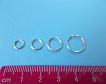 4 Silver Hoop Earrings Nose Rings Tiny  Small Medium & Large Tragus Cartilage Curated Ear