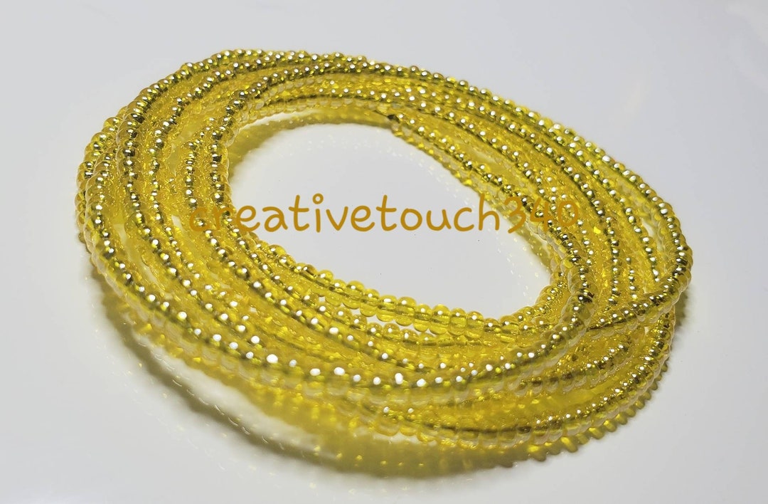 Yellow Glass Seed Beads Waist Beads African Afrocentric Beads Belly