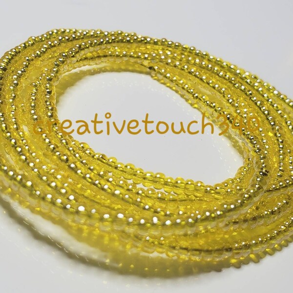 Yellow Glass Seed Beads Waist Beads African Afrocentric Beads Belly Chain Belly Beads Jewelry Natural Waist Trainer Body Conscious Dancer