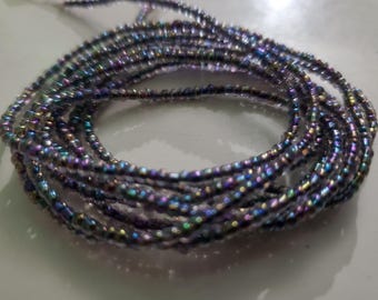 Purple AB Glass Waist Beads: Afrocentric Belly Chain, Tie On