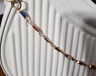 Multicolor Crystal Bag Chain: Handbag Dangle Charm - 9/12"