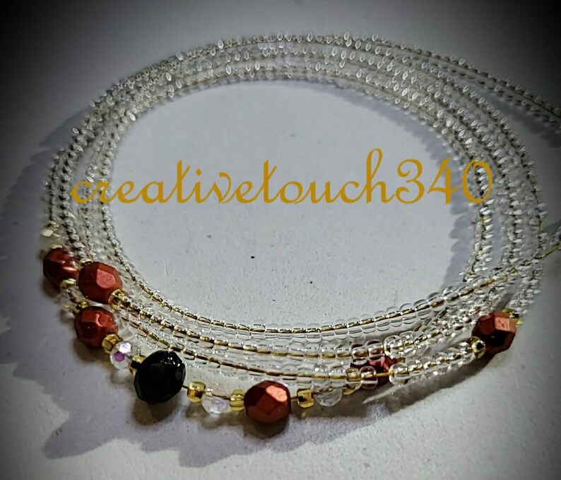 3 Strand Red Dark Gray Clear Gold Colors Waist Bead Set Glass Seed Beads African Afrocentric Jewelry Body Chain Belly Beads Natural Waist