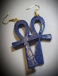Wooden Ankh Afrocentric Wooden Hand Painted Earrings Statement Jewelry Symbol Of Life Cross Egyptian product logo