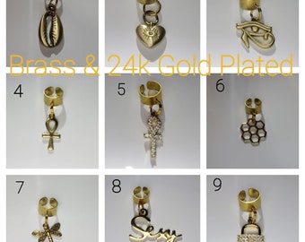 Gold Hair Jewelry, Braid Locs Charms, Afrocentric Hair Accessories,  Dreadlocks Hair Ring,Braid Adornment,Hair Cuff,Adinkra Hair Jewelry,