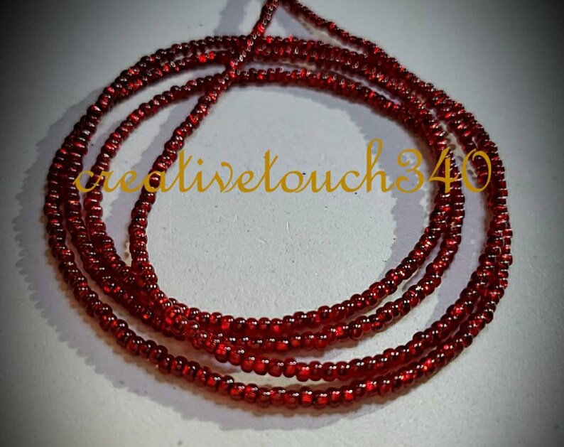 3 Strand Red Dark Gray Clear Gold Colors Waist Bead Set Glass Seed Beads African Afrocentric Jewelry Body Chain Belly Beads Natural Waist