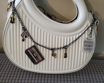 Cassette Tape Bag Chain: Black & Gold Music Lover Purse Dangle
