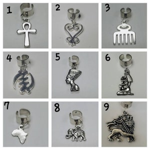 Silver Hair Jewelry, Braid Locs Dread Charms, Adinkra Hair Charms, Afrocentric Hair Accessories, Braid Beads