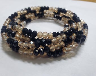 Black & Gold Crystal Cut Glas Taille Perlen: Afrocentric Bauchkette