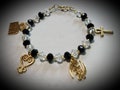 Adinkra Charm Sankofa Ankh Duafe Gye Nyame Stretch Bracelet Black Gold Silver Clear Beaded Afrocentric African Bracelet Statement Jewelry product logo