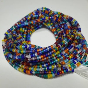 Cadena para el vientre con cuentas de semillas de vidrio con confeti: afrocéntrica