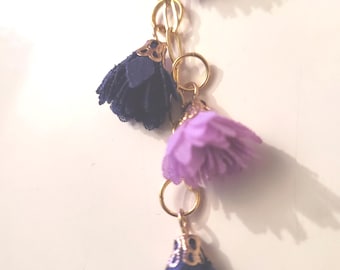 Purple Lavender Silk Flower Bag Charm: Handbag Purse Bling