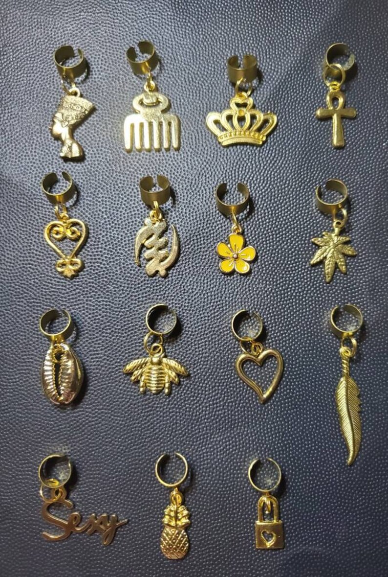 Gold Braid Locs Charms Hair Jewelry Afrocentric Hair Etsy