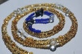 Lapis Lazuli Gemstone Chips Clear Swarovski Gold Waistbeads,Belly Beads, Afrocentric Jewelry, Waist Trainer, Tie On product logo