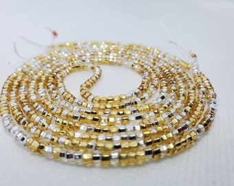 Gold & Silver Seed Bead Waist Beads: Afrocentric Belly Chain