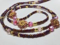 Purple AB Gold Pink Flowers Waist Beads, Afrocentric Jewelry, Belly Beads,  Body Positive,Bohemian,Flower Beaded Jewelry,Bridal,Waist Traine product logo