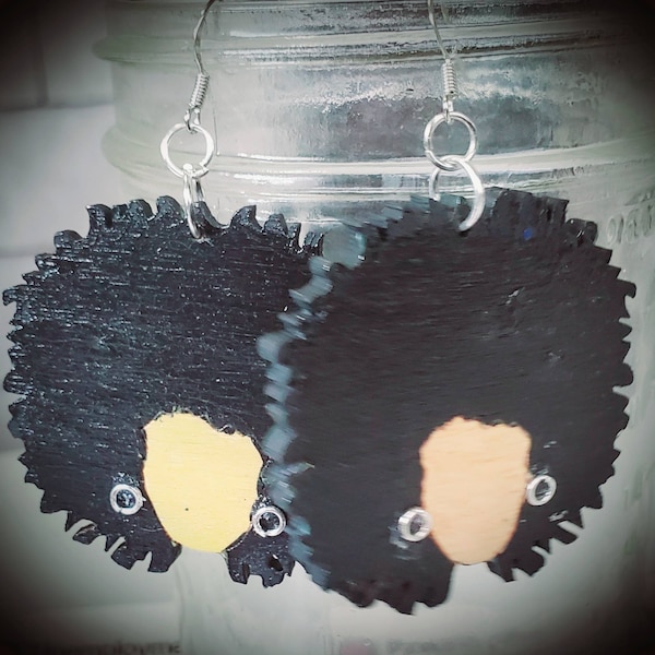 You Go Girl Black Brown Girl Faces Afrocentric Wooden Hand Painted Earrings Statement Jewelry Black Girl Magic