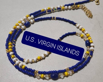 Caribbean Flag Waist Beads: Island Carnival Costume Jewelry