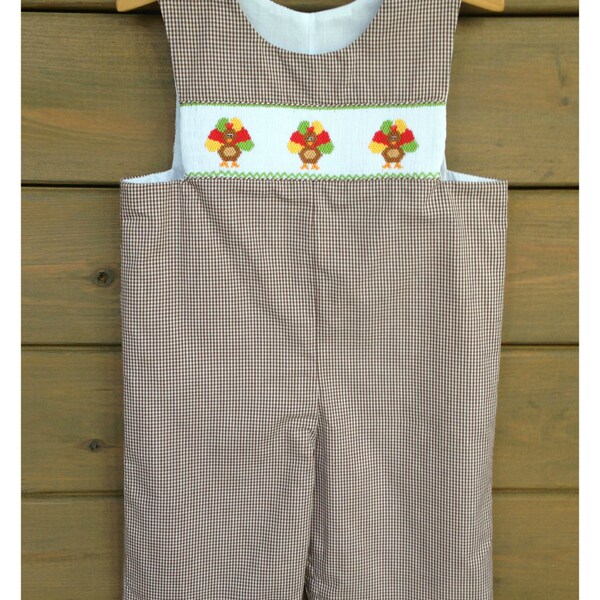 Turkey Smocked Longall ~ Brown Gingham