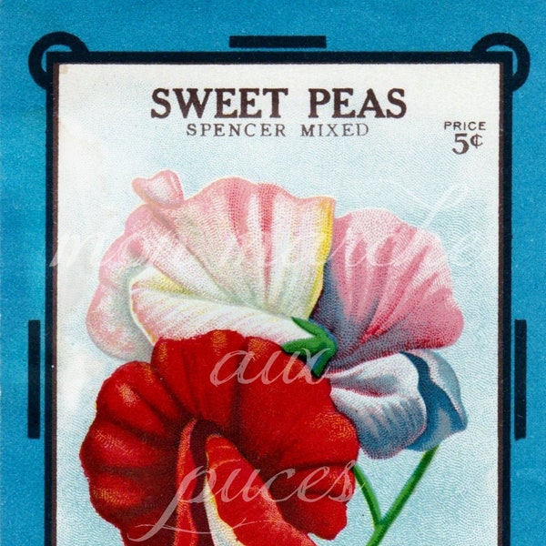 INSTANT DOWNLOAD Seed Packet Sweet Peas Paper Ephemera Junk Journaling Scrapbooking Paper Crafts
