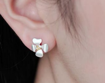 Sterling Flower Earrings, Minimal Modern Studs, Kids Earrings, Minimalist Gifts for Her, Birthday gifts. anniversary present, unique studs