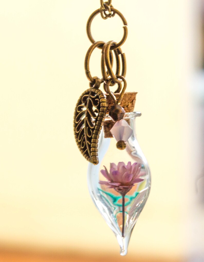 gift for frien Real flower Necklace Mother/'s Day Terrarium Birthday Gift rose flower personalized necklace raffineese Bottle Pendant