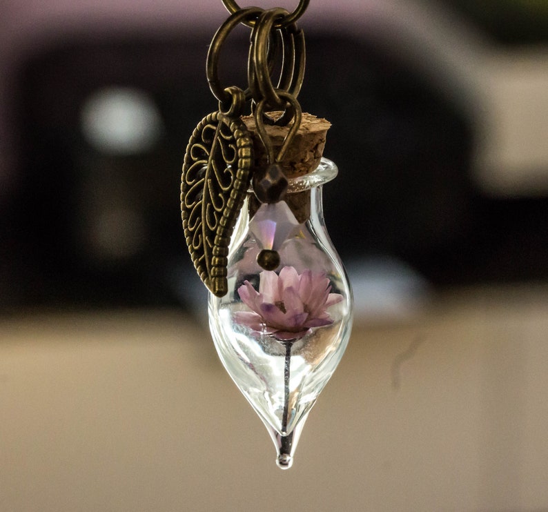 gift for frien Real flower Necklace Mother/'s Day Terrarium Birthday Gift rose flower personalized necklace raffineese Bottle Pendant