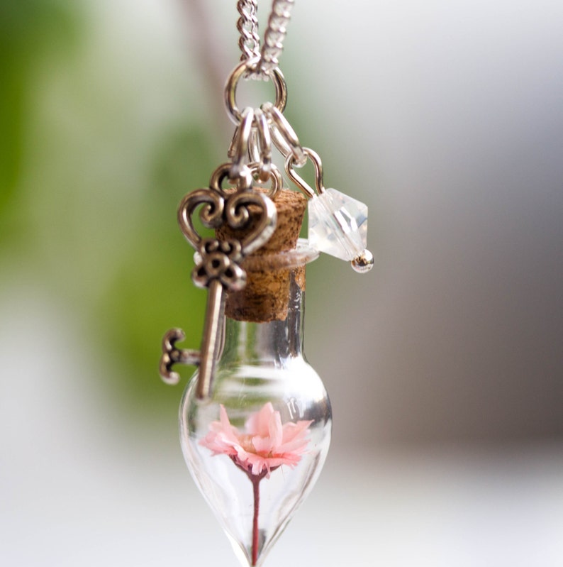 Flower Necklaces Terrarium Necklace Bottle Necklace Real Etsy