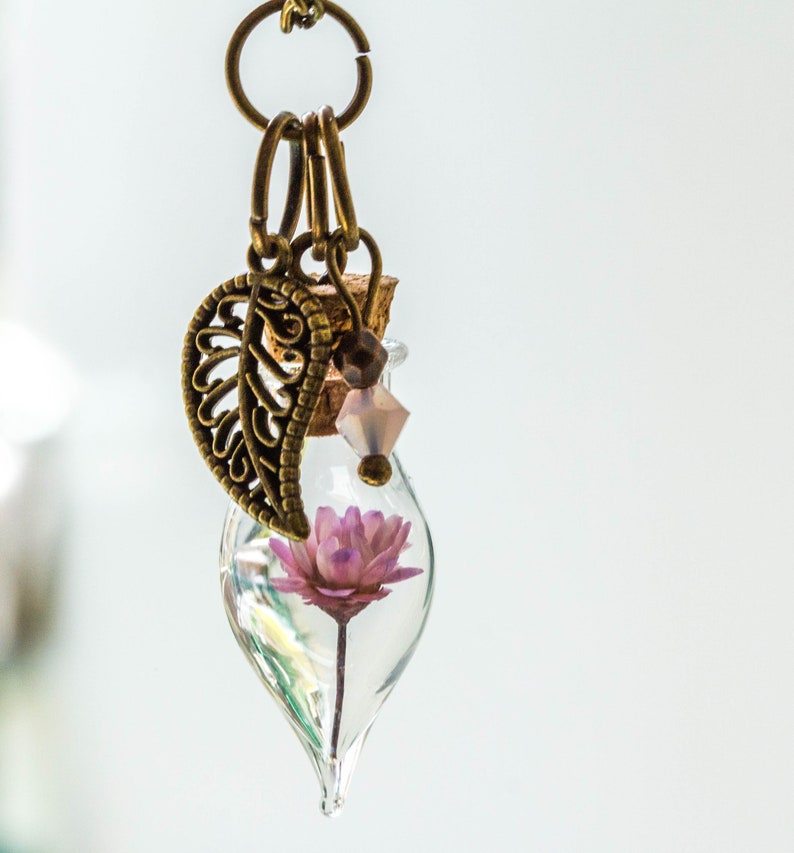 gift for frien Real flower Necklace Mother/'s Day Terrarium Birthday Gift rose flower personalized necklace raffineese Bottle Pendant
