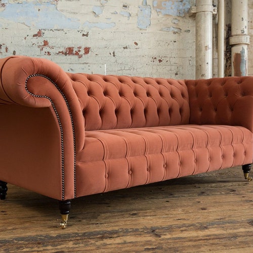 Purple Velvet 3 Seater Chesterfield Sofa British Handmade Etsy UK