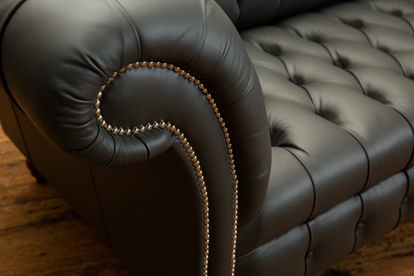 British Handmade 3 Seater Grey Steel Leather Chesterfield Sofa - Etsy UK