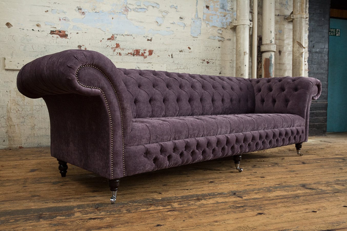 Aubergine cheap velvet sofa
