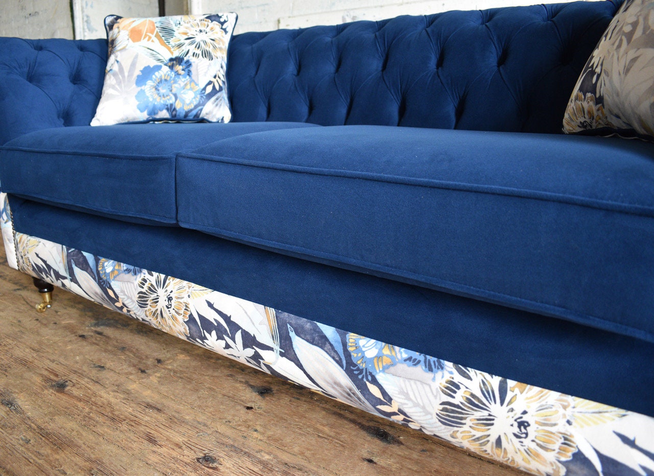 Blue 2024 patterned sofa