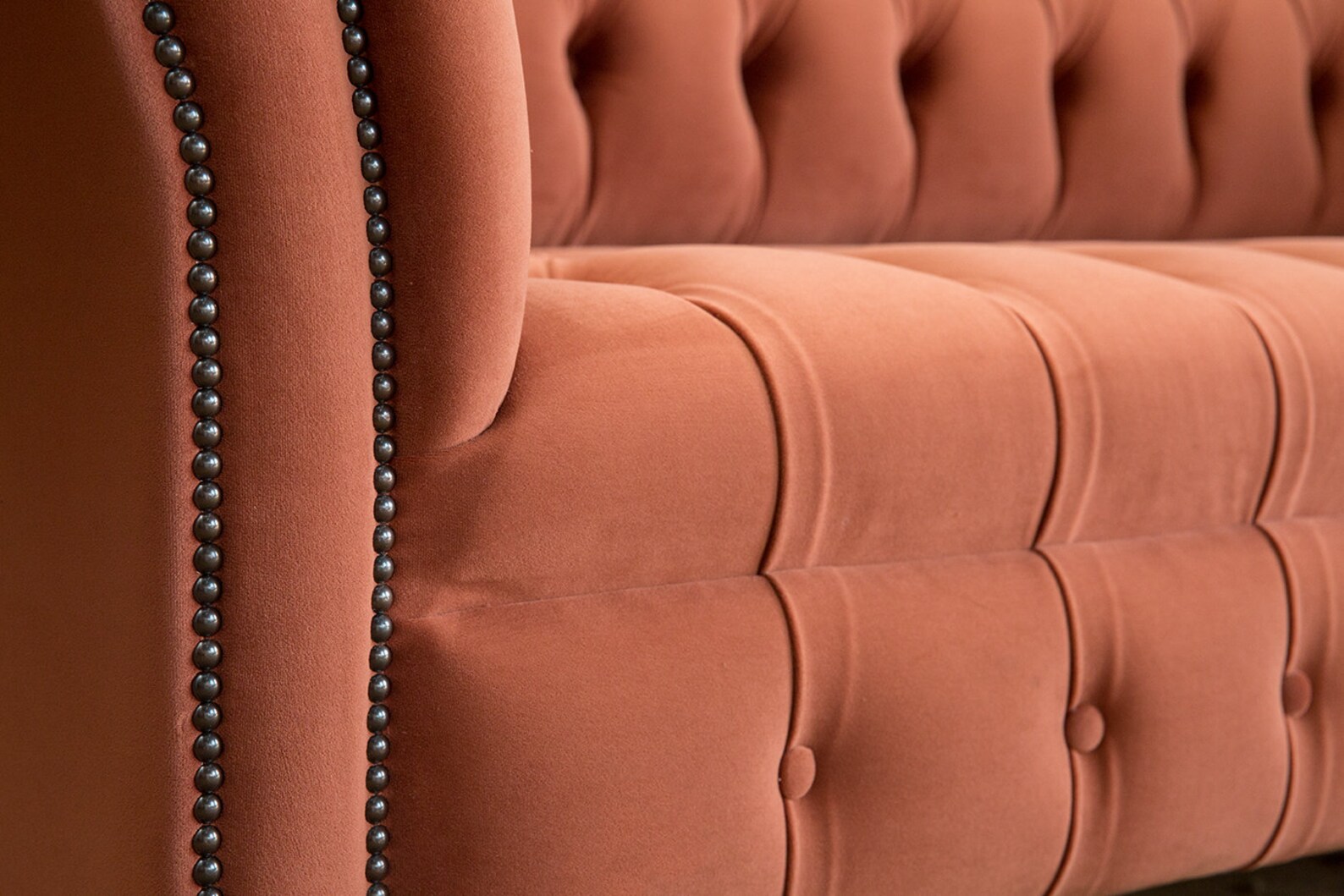 3 Seater Burnt Orange Velvet Chesterfield Sofa British Etsy