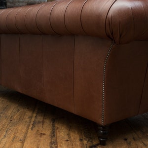 Handmade 3 Seater Vintage Hazel Brown Leather Chesterfield Sofa - Etsy UK