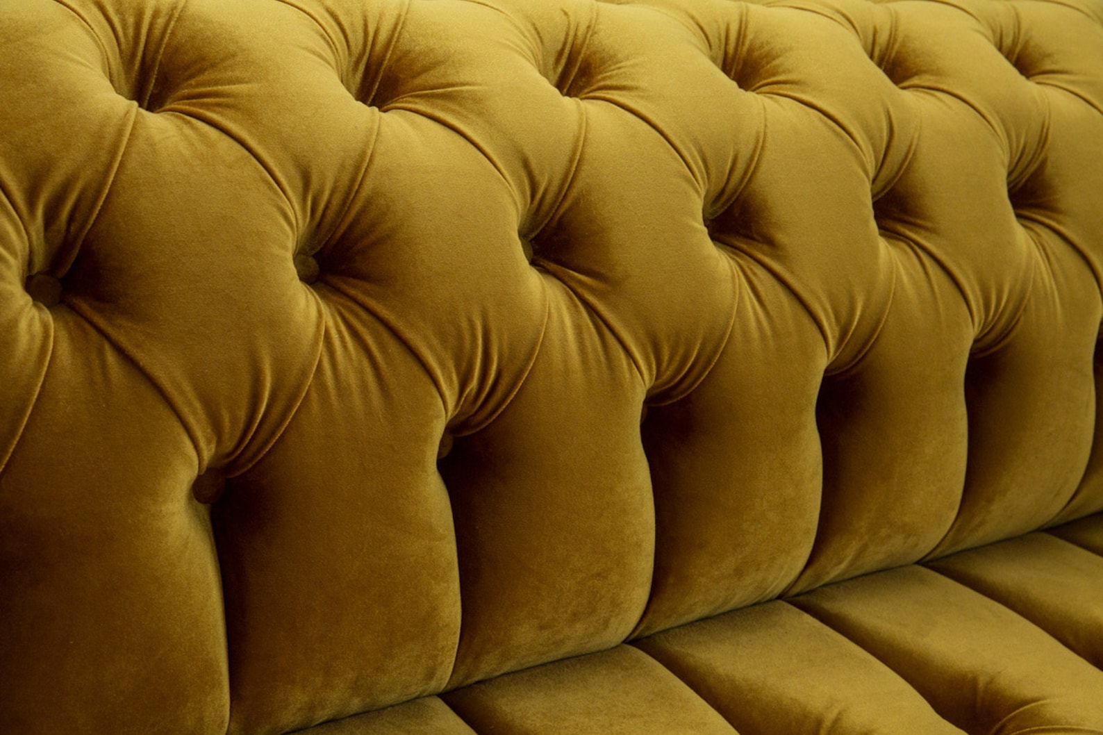 3 Seater Mustard Gold Velvet Fabric Chesterfield Sofa, British Handmade ...
