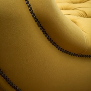Mustard Velvet Fabric Chesterfield Chaise Lounge Chair, British Handmade image 5