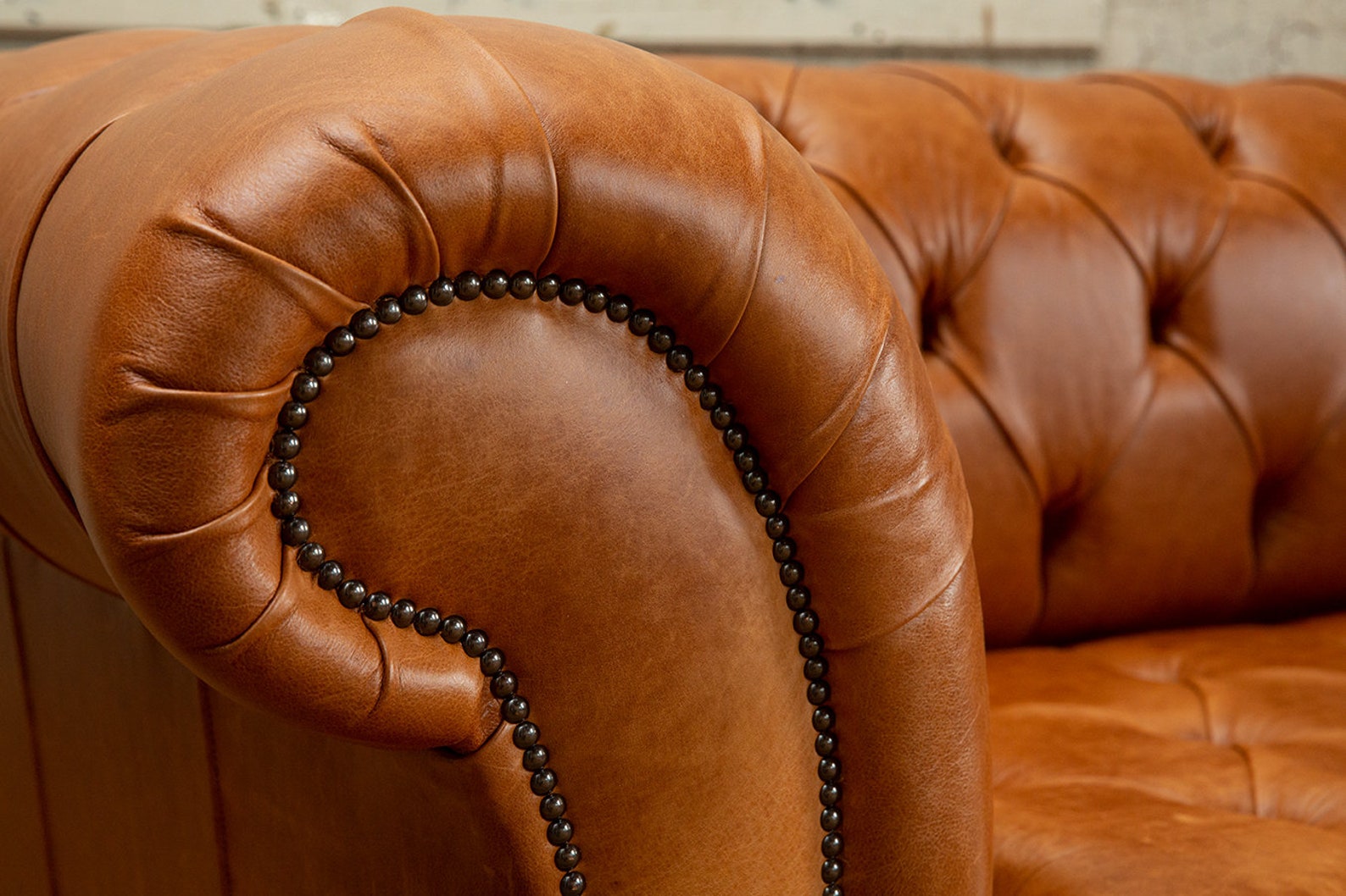 British Handmade 3 Seater Vintage Tan Brown Leather Chesterfield Sofa ...