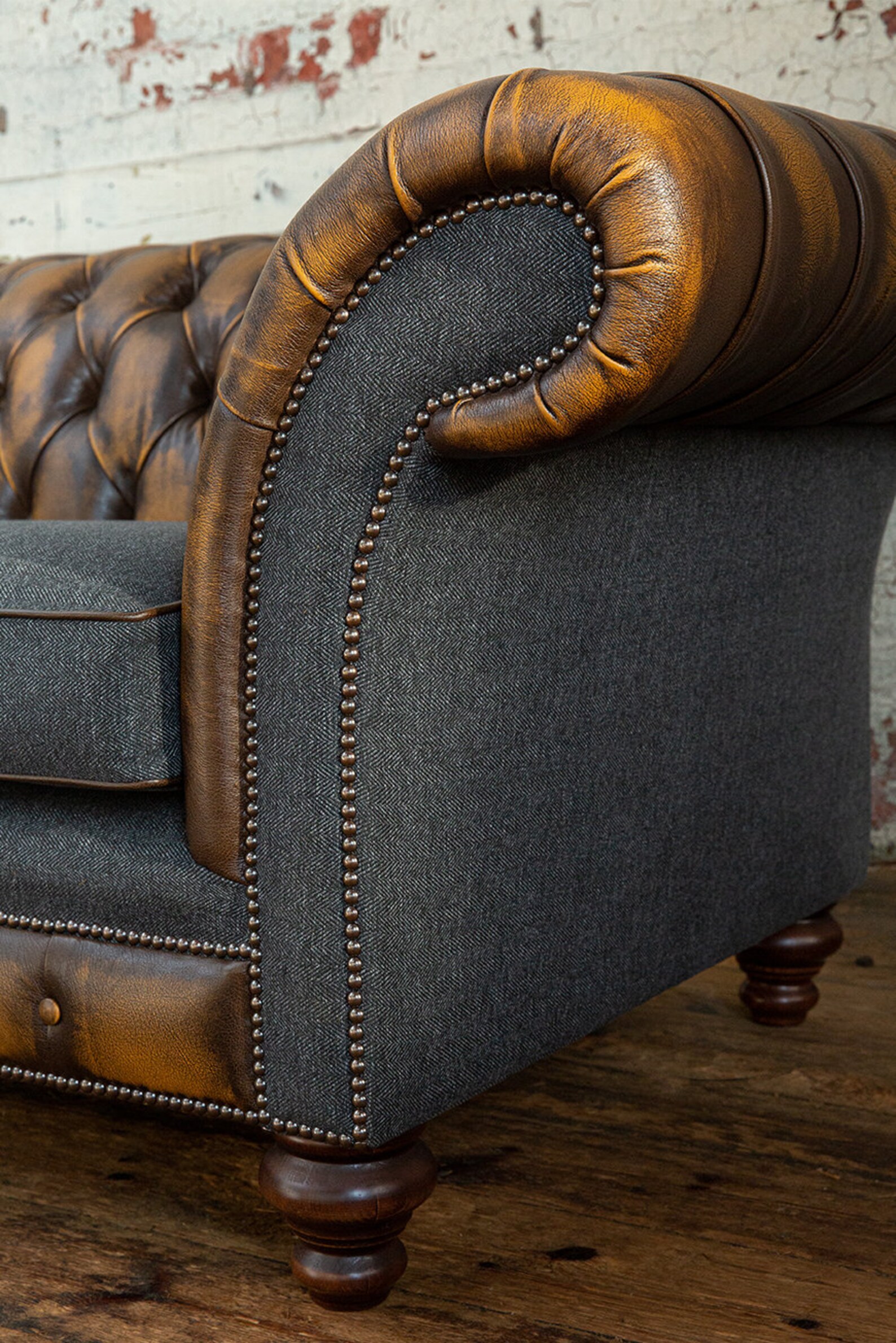 Handmade 3 Seater Antique Tan Leather Chesterfield Sofa & Dark - Etsy UK