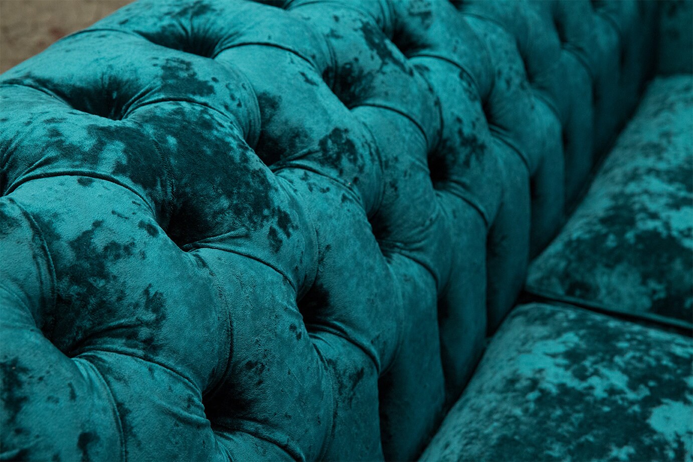 British Handmade 3 Seater Dark Teal Crushed Velvet Chesterfield Sofa - Etsy